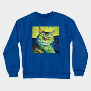 Cat Portrait in the Style of Van Gogh Crewneck Sweatshirt